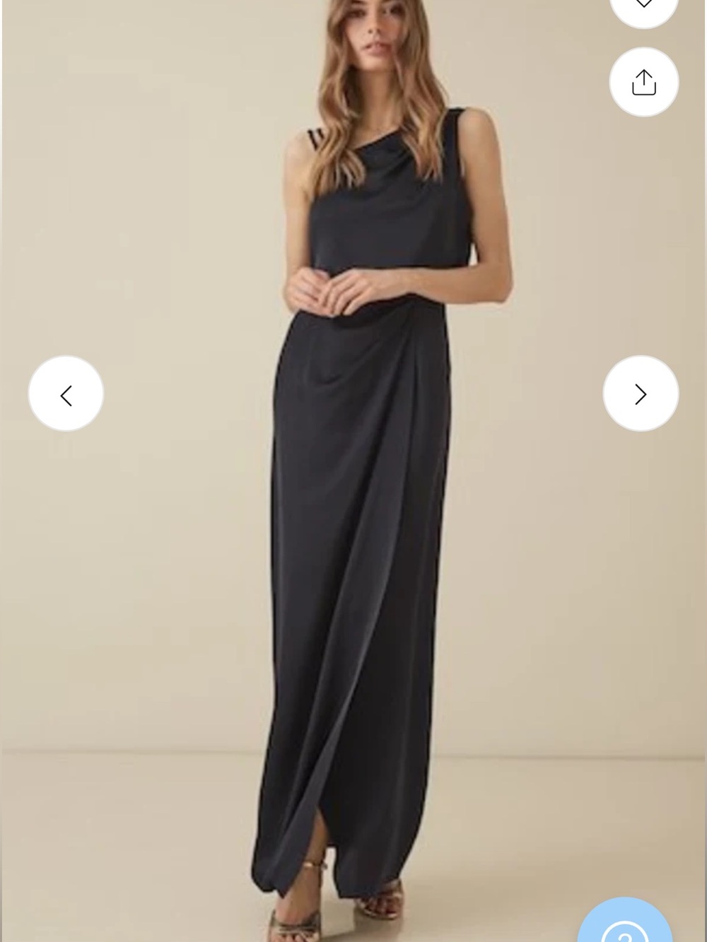 REISS OSTIA ONE SHOULDER SATIN MAXI DRESS, NAVY BLUE - Picture 2 of 11